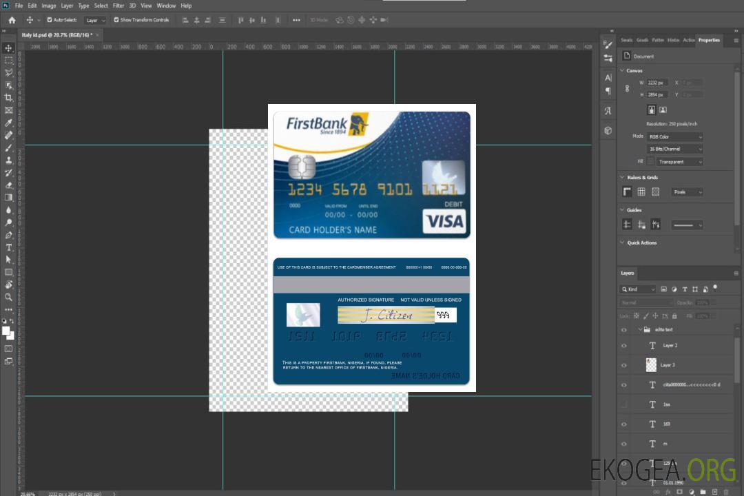 Carte de débit visa Nigeria FirstBank template Carte de débit visa Nigeria FirstBank template